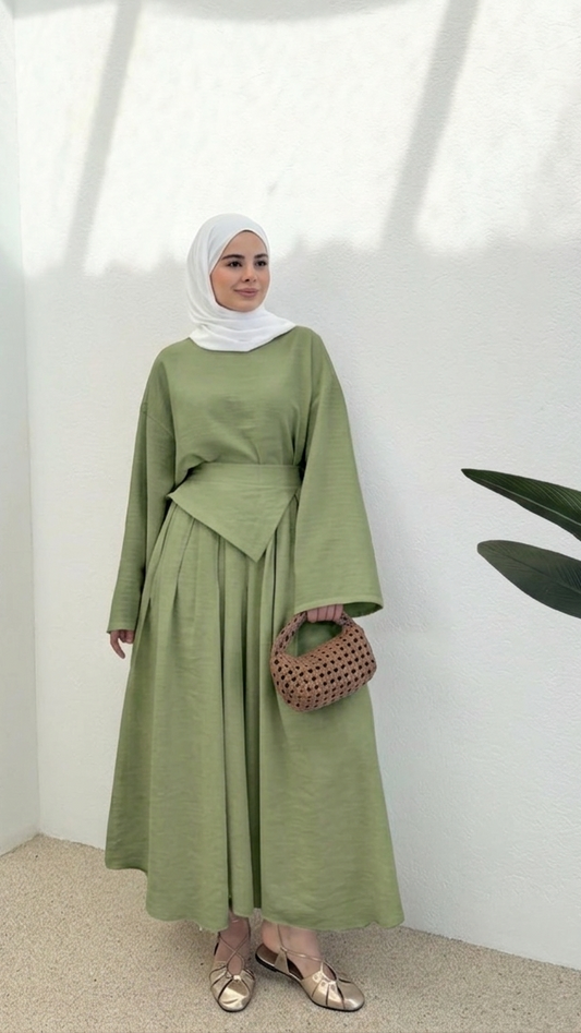 طقم  قطعتين لينن (بنطلون مبطن)